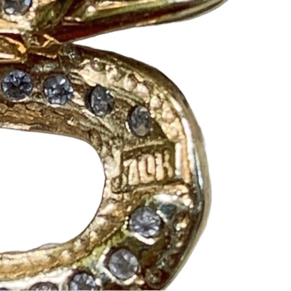 Gold Heart Pendant 10K I love you diamond necklace - Picture 3 of 7